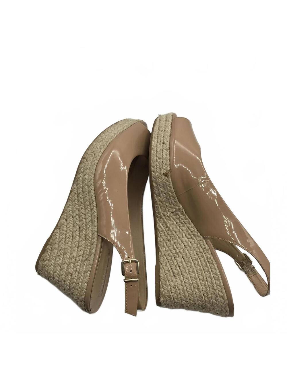 Antonio Melani Nude Patent Leather Wedge Sandals Womens Size 9 - Picture 7 of 9